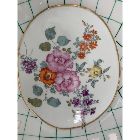 Antique Large Porcelain Floral Footed Centerpiece Bowl encrusted Rose & Leaf - Picture 9 of 16